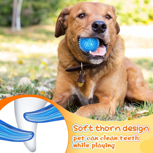 Lenwen 24 Pcs 3.5 Inch Spikey Squeaky Dog Balls - Durable Chew Toys for Medium Large Dogs, Teething Fetch Toys