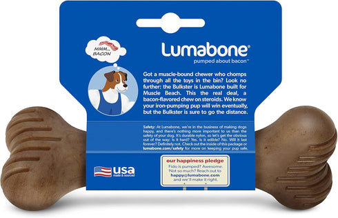 Bulkster Durable Chew Toy for Aggressive Chewers - Real Bacon, Made in USA, Small