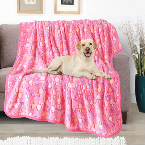 Upgraded Dog Blankets for Large Dogs, Washable 40" x 50", Soft Pet Mat Throw Cover for Kennel Crate Bed, Cute Paw