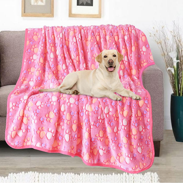 Upgraded Dog Blankets for Large Dogs, Washable 40" x 50", Soft Pet Mat Throw Cover for Kennel Crate Bed, Cute Paw