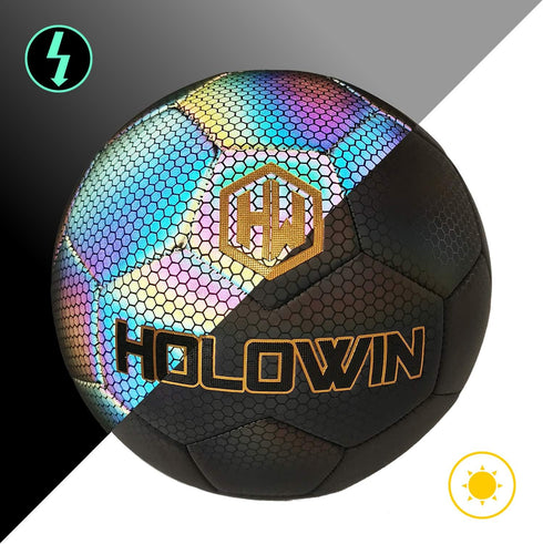 HOLOWIN Holographic Luminous Soccer Ball, Size 5 for Night Games & Training, Glowing Reflective Toy Gifts