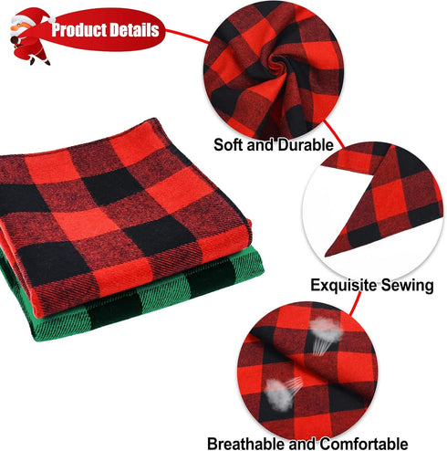 Malier 2 Pack Christmas Dog Bandanas, Classic Buffalo Red Plaid for Small and Extra Large Dogs