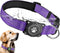 Airtag Dog Collar, Waterproof Holder, Luminous Reflective Adjustable Pet Collar for Heavy Duty Dogs, Purple, XL