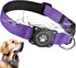 Airtag Dog Collar, Waterproof Holder, Luminous Reflective Adjustable Pet Collar for Heavy Duty Dogs, Purple, XL