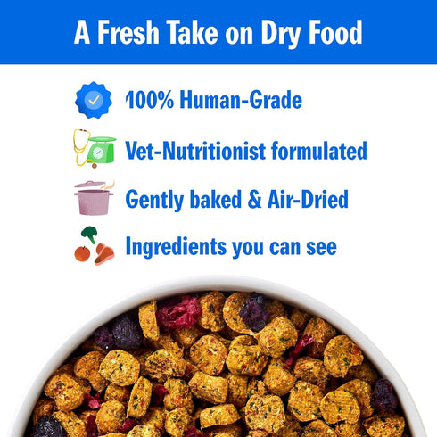 2lbs PetPlate Trail Blazin' Beef FreshBaked Dry Dog Food Grain-Inclusive, Gently Baked and Air-Dried Human Grade Dog