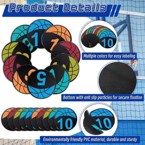 20 9 Inch Qilery Pcs Basketball Training Spots, Anti-Slip Basketball Court Marking Kit, Colorful Markers Floor Spots