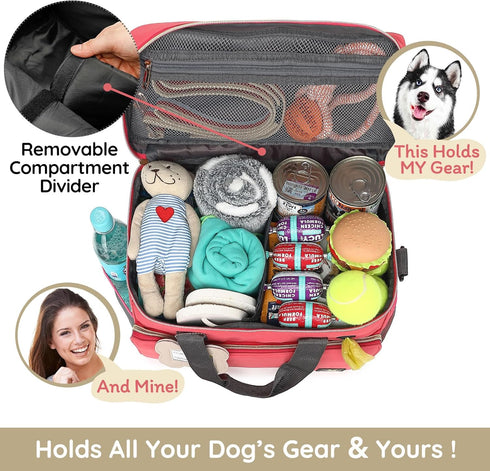 Multi-Function Pet Travel Bag - Ideal for Week Away/Overnight Trips - Cat & Dog Travel Accessories with Diaper Bag
