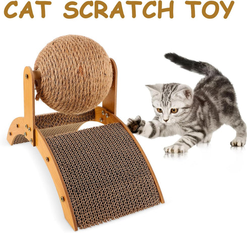 Toddmomy Cat Scratcher Ball Cat Scratching Toy Inclined Scratch Board Sisal Rope Ball for Indoor Cat Kittens
