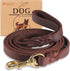 QUMY Leather Dog Leash 6ft, Heavy Duty Training Leash for Large and Medium Dogs, Brown