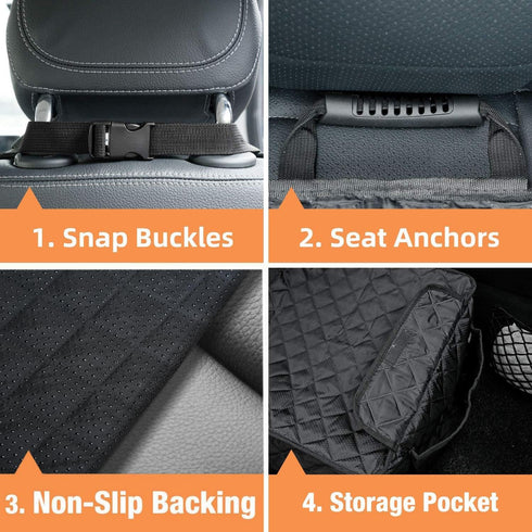 PETICON Waterproof Front Seat Car Cover, Full Protection Dog Car Seat Cover with Side Flaps, Nonslip Scratchproof Front