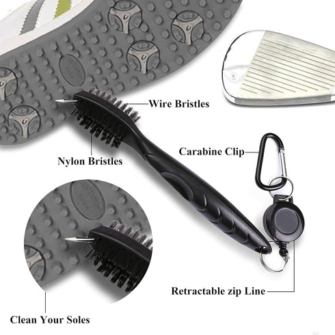 VIVIDLY 4-Piece Golf Towel Kit, Microfiber Waffle Pattern Tri-fold Golf Towel (16" x 24") with Golf Club Brush & Divot