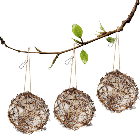 winemana Set of 3 Globe Hummingbird Nesters, Full of Bird Nesting Materials, Ideal Bird Gifts for Garden