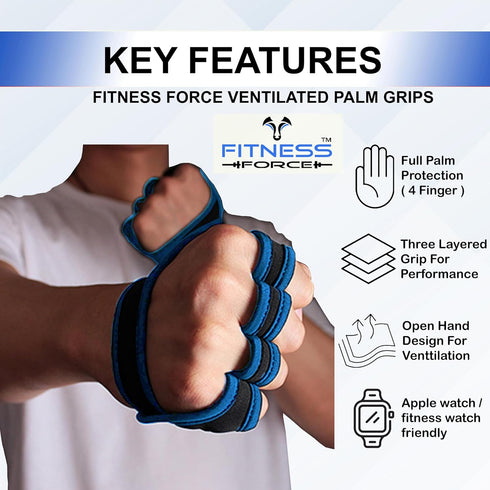 FITNESS FORCE Workout Gloves for Men & Women Partial Weight Lifting Gloves Non-Slip Gym Grip for Weight Lifting