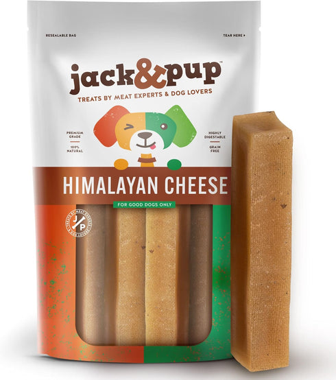 Jack&Pup Yak Cheese Himalayan Dog Chews | Hard Yak Cheese Stick for Large Aggressive Chewers | 9oz, 3 Pack