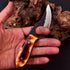 Small Skinning Knife, Fixed Blade Damascus Bone Knife, 3 Inch Blade for Camping Gear