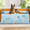 Dog Couch Bed for Large Dogs, XL Tie-dye Blue Faux Fur Waterproof Bed, Calming Washable Memory Foam, 45x37 Inches