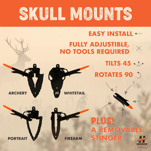 Herron Outdoors Skull Mount - Fully Adjustable Skull Wall Mount for Displaying Taxidermy, Deer and Euro Skulls