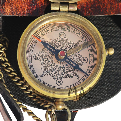 MAI Pocket Compass for Hiking, Antique "So You Can Always Find Your Way Back Home" Engraved