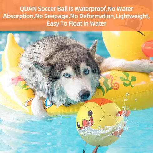 Dog Toys Soccer Ball with Straps - Interactive Tug of War Toy, Durable Dog Balls for Medium & Large Dogs (Duck, 8 Inch)