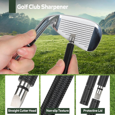 Golf Club Cleaner Brush - Groove Cleaning Tool with Towel and Retractable Lock Clip for Golf Bag