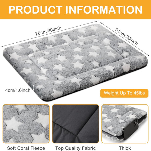 4 Pcs Dog Bed Mat, Reversible Dog Crate Pad, Machine Washable Dog Bed Pad, Star Pet Sleeping Mat for Small, Medium,