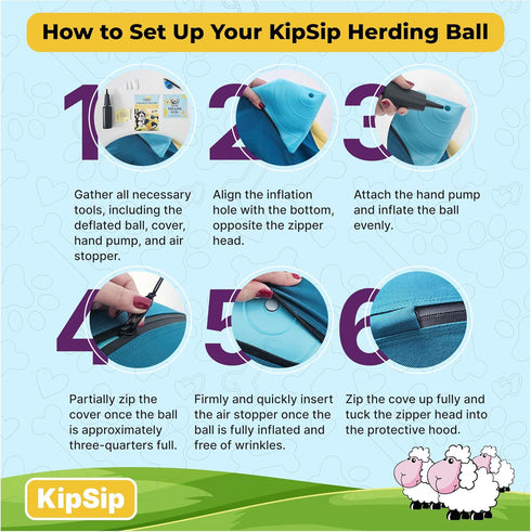 KipSip 18 Herding Ball for Dogs Dog Training Ball with Handles for Medium & Large Breeds Non-Chew Interactive Toy