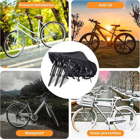 Waterproof Bike Cover for 2 or 3 Bikes, Heavy Duty Outdoor Bicycle Covers with Lock Holes & Storage Bag