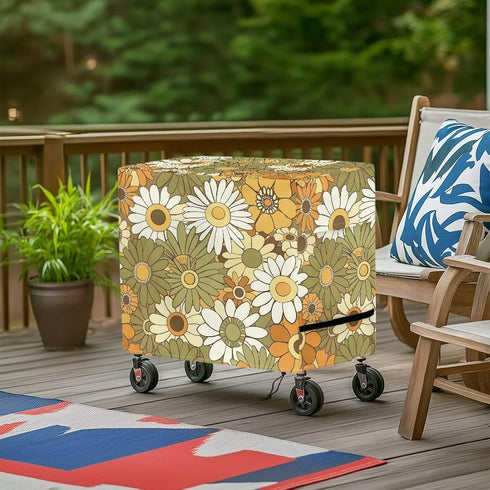 Puxucrazy 52L 19W 32H inch Hippie Flower Cooler Cart Cover Patio Cooler Cover Tear-Resistant Ice Chest Protective