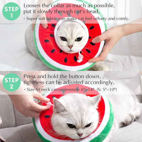 ANWA Adjustable Cat Cone Collar, Soft Cute Donut Collar for After Surgery, Kitten Recovery Cones