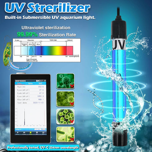 TARARIUM Aquarium Filter U-V for 20-75 Gallon, 200GPH with 5W U-V Light for Crystal Clear Water