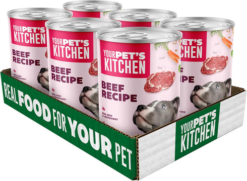 13.2 oz (Pack 6), Your PET'S Kitchen Wet Dog Food, Beef Recipe - Cans of Made in The USA with Real Beef