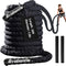 Battle Rope 1/1.26/1.5/2 Inch Diameter,Pink 30FT/40FT/50FT Exercise Workout Ropes for Home Gym