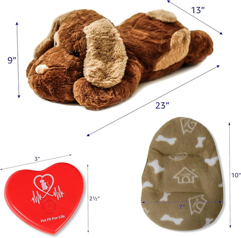 Pet Fit For Life Heartbeat Dog Toy - Calming Anxiety with USB Rechargeable Heart Beat Simulator, Extra Large