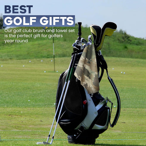 Magnetic Golf Towel with Brush & Groove Cleaner, Camo Design Microfiber Towel for Golf Accessories