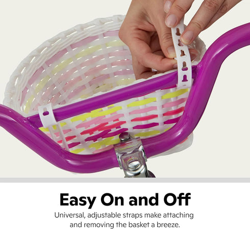 Schwinn Kids Bike Basket with Light-Up Flowers, Motion Activated, Fits Most Handlebars, Easy to Install