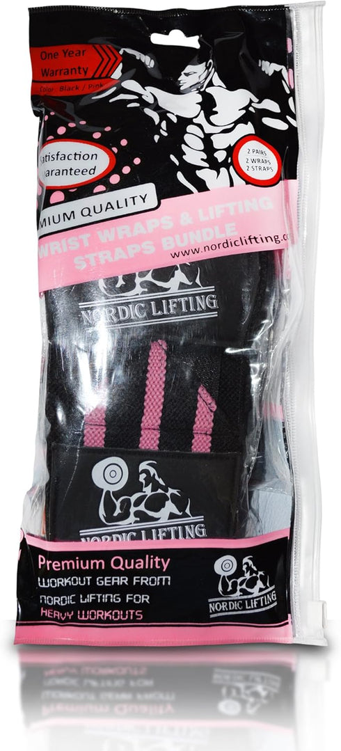 Wrist Wraps + Lifting Straps Bundle (2 Pairs) for Weightlifting, Gym, Powerlifting, Bodybuilding