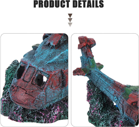 Fish Tank Landscaping Decoration, Airplane Wreck Resin Ornament, Fish Tank Shelter, Desk Topper Decor