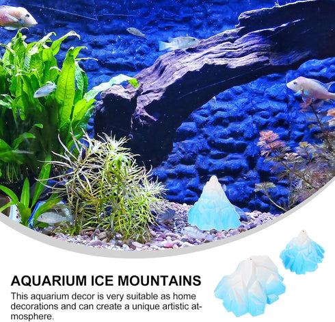 Ipetboom 2PCS Aquarium Snow Mountain Decoration - Iceberg Model Fish Tank Turtle Tank Accessories Blue-White