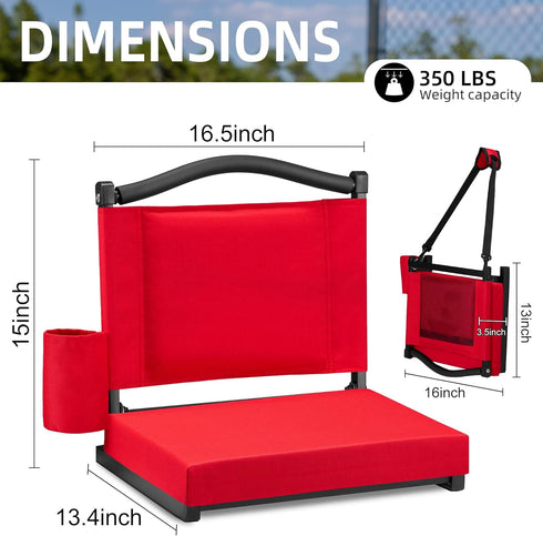 HABUTWAY Stadium Seats with Back Support and Thick Cushion Bleacher Seats with Backs and Cushion Wide, Stadium Chairs