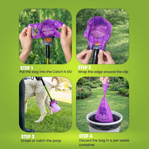 #1 2024,2026. 10-Yr GoGo Stik, Catch-N-Go! Consumer Reports Rated Ergonomic Scooper Catch Poo on Walks. Alum