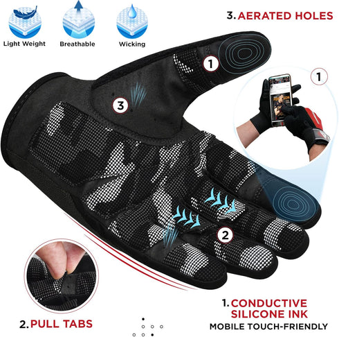 RDX Weight Lifting Gloves with Wrist Support -Touch Screen Full Finger Gym Workout, Breathable Anti Slip Padded Grip