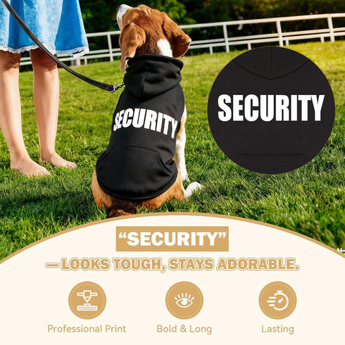 Waoduld Hole,Cozy Dog Sweaters,Security Dog Hoodie,Warm Brushed Fleece Sweatshirt with Hood & Pocket,Leash Cold Weather