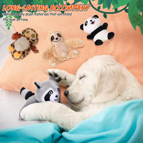 7 Pieces Dog Squeaky Toys, Hide and Seek Activity Puppy Chew Toys, Plush Woodland Friends with Squeakers