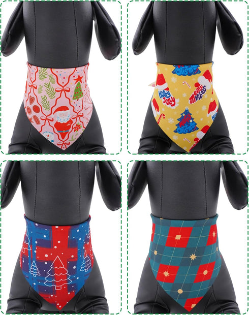 100 Pack Set PET SHOW Christmas Dog Bandanas Bulk for Small Medium Dogs No Stitch Scarves Xmas Triangle Bibs Kerchief
