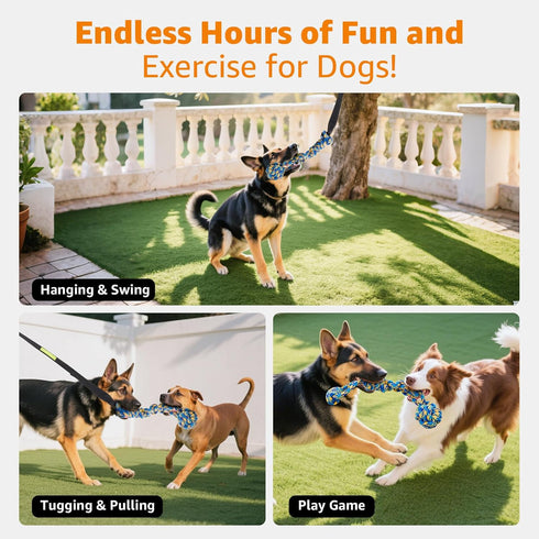 LOOBANI Outdoor Bungee Tug Toy, Dog Toy Hanging from Tree for Small to Large Dogs, Interactive Exercise Play Cord