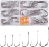 Saltwater J Hooks, 130pcs Stainless Steel O'Shaughnessy Long Shank Forged Trolling Hooks