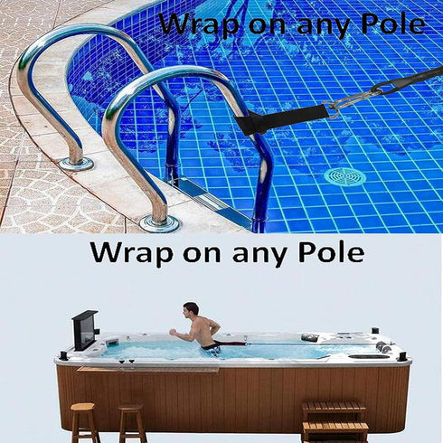Upgrade Style Strong Pool Swim Training Leash, Swim Resistance Tether with Comfortable Waist Belt and Double Bungee Rope