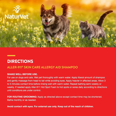 NaturVet Aller-911 Skin Care Allergy Aid Pet Shampoo With Aloe Vera - 16 Oz.