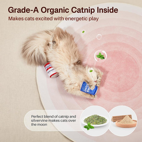2Pcs 4.0 Inches Potaroma Beer-Simulation Cat Toys Catnip Crinkly Sound Toy, Durable Kitten Bite Kicker Toys, Indoor