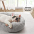 Friends Forever Grey Serena Donut Memory Foam Orthopedic Dog Bed, Soft Faux Fur Oval Cat Couch, Machine Washable